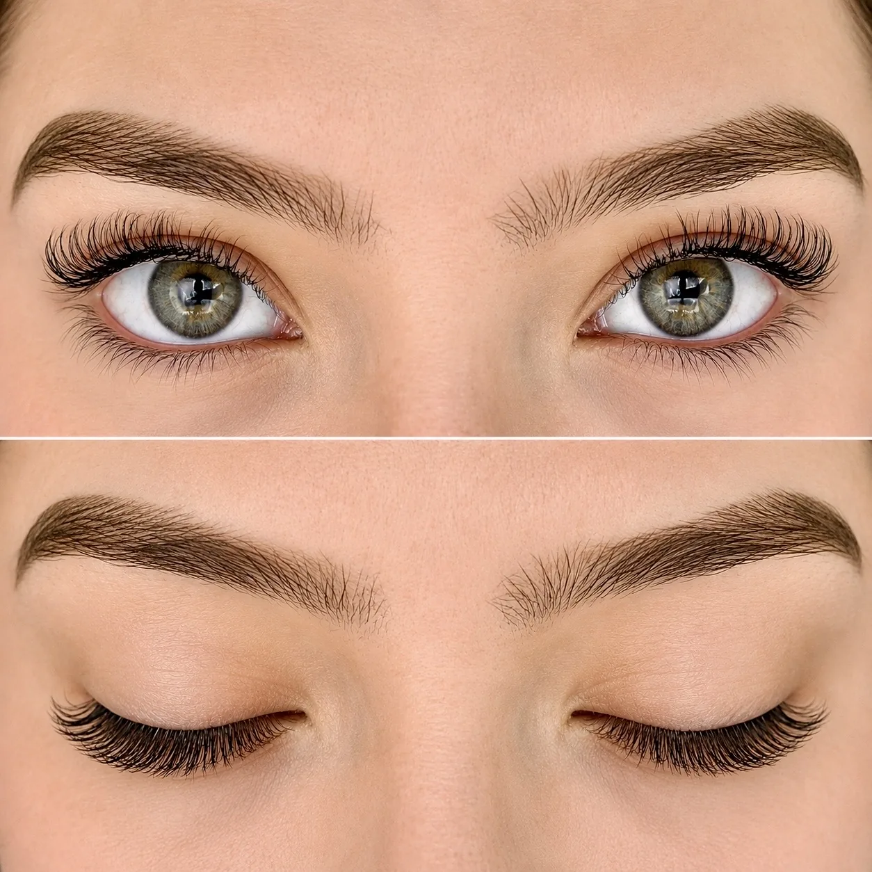 Classic Airy lash extensions before and after, eyes open and closed, AyuriNails Beauty Lounge Makati